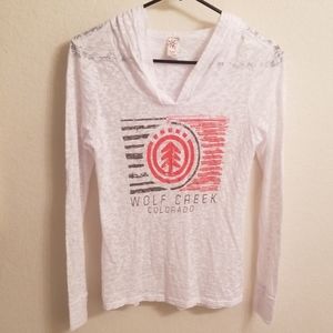 Women's burnout long sleeve hooded tshirt